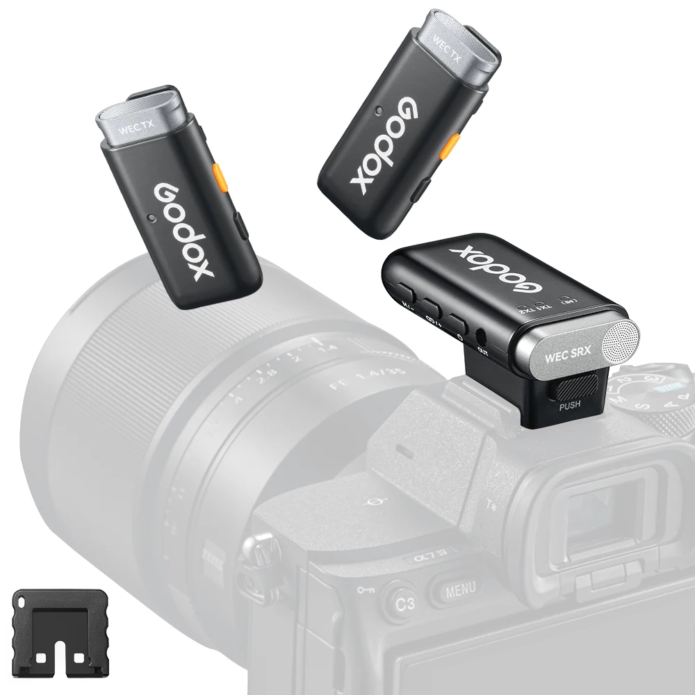 GODOX 2,4 GHz WEC-S Drahtloses Mikrofonsystem für Sony-Kameras, maximale 200 m Verlustreichweite für Interviews, Live-Prämien, Filmen