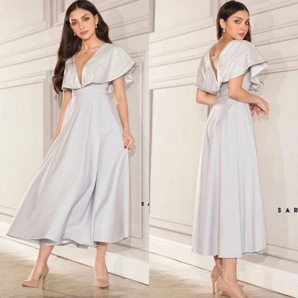 Yipeisha-Robe de Rhen satin à la mode exquise, robes élégantes à col en V, zone A-ligne, longueur Anke, robe personnalisée