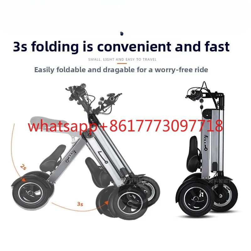 Light Foldable Electric Trike/Bike for Adults - Portable Lithium Battery, Long Range & Compact Design | Unisex Commuter E-Bike