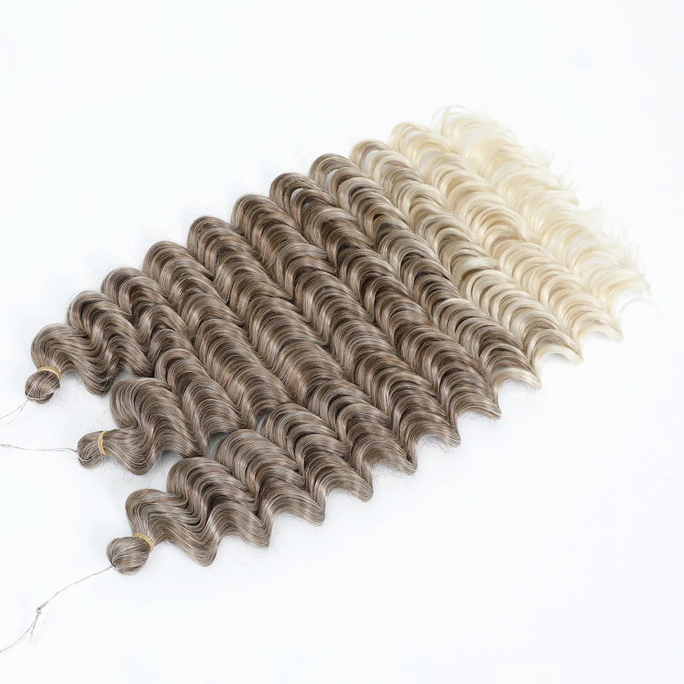 Tiefe Welle Twist Flechten Haarverlängerungen für Frauen Hochwertige synthetische Häkelzöpfe Haar 24 Zoll Ombre Bug Braun Afro Locken – Detail 20