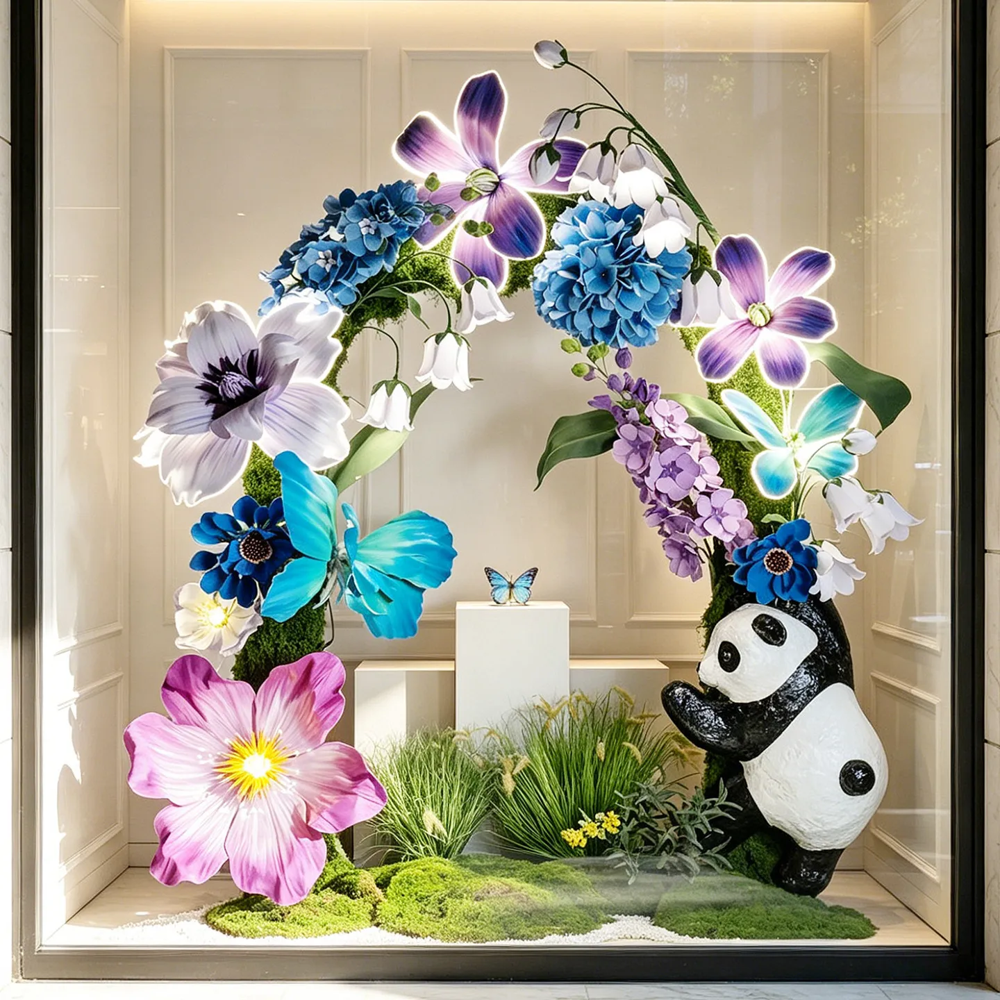 CX giant simulated flower landscaping commercial space soft decoration background plant wall decoration