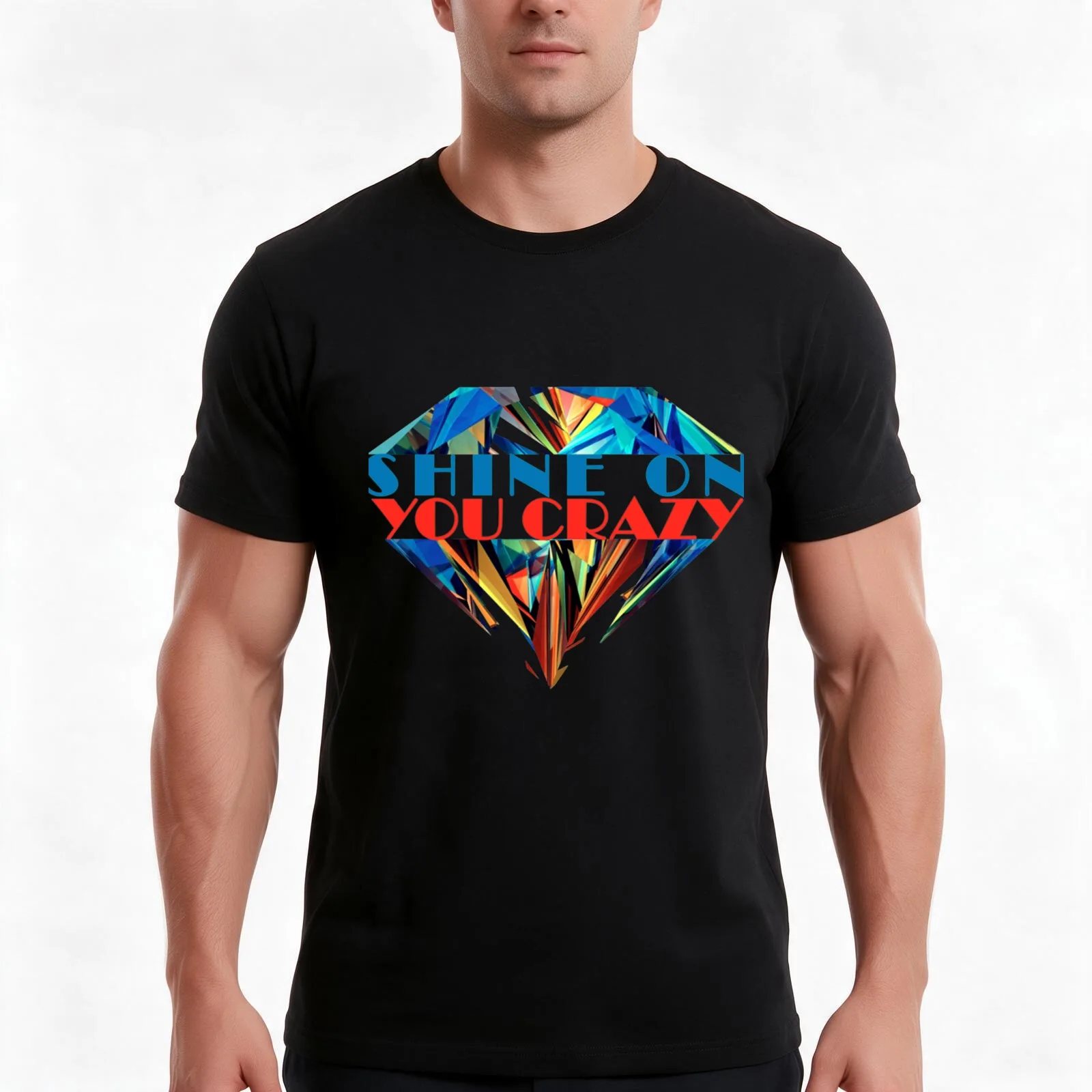 Shine On You Crazy Diamond Fitted T-Shirt, Summer Casual Cotton Tee, Oversized Streetwear Tops, Vintage Graphic Print