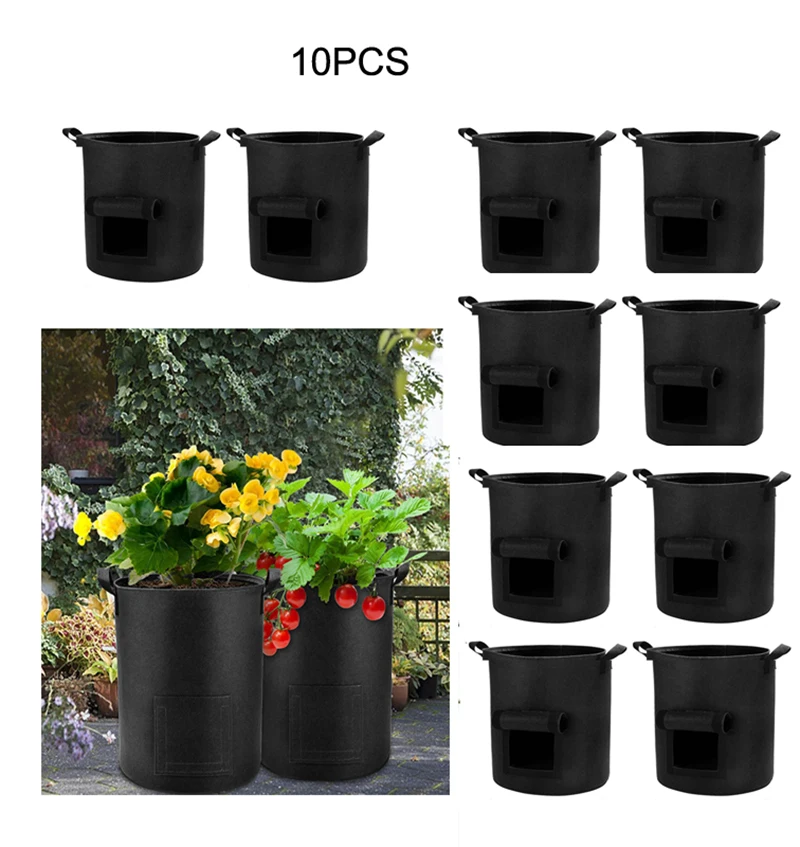 

10pack Potato Grow Bags Thickened Nonwoven Fabric Pots Vegetable Grow Bags for Tomato, Carrot, Onion, Fruits, Flower