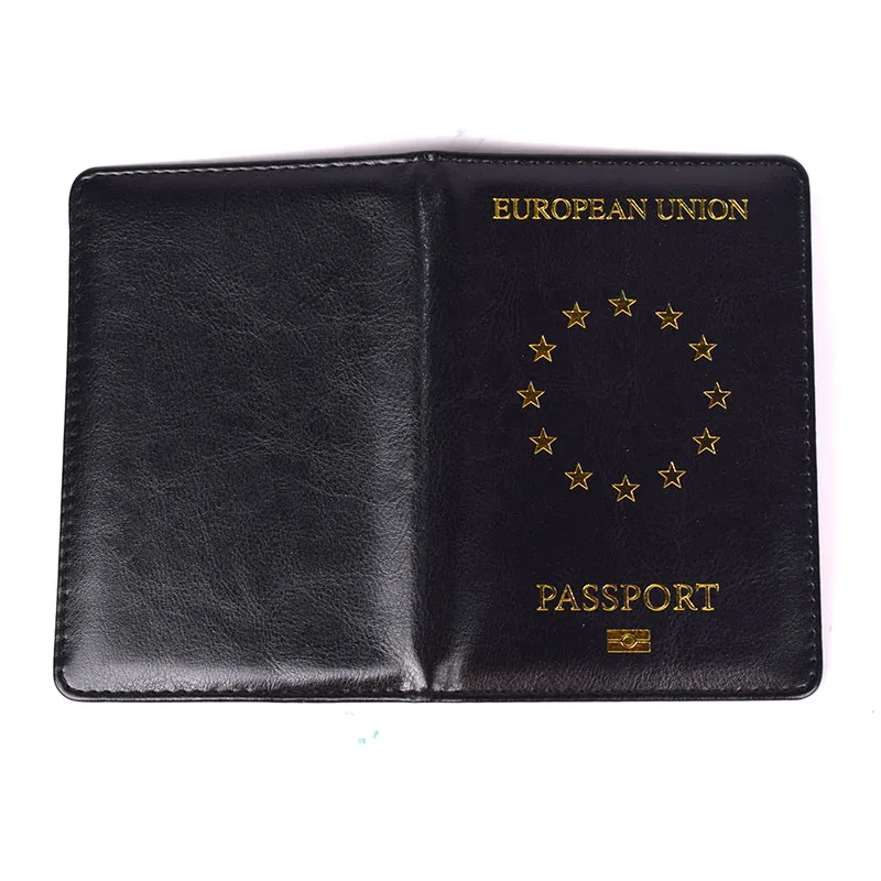 EU Europe Leather Passport Cover For Cards European Union Travel Passport Holder Wallet Document Organizer Case Men Women