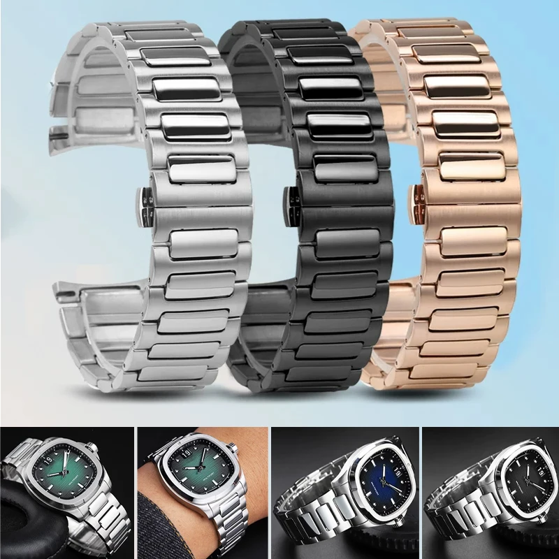 For Mido Multifort TV M049.526 Metal watch chain Curved Stainless steel Strap Rubber   Waterproof Curved WatchBand quick release