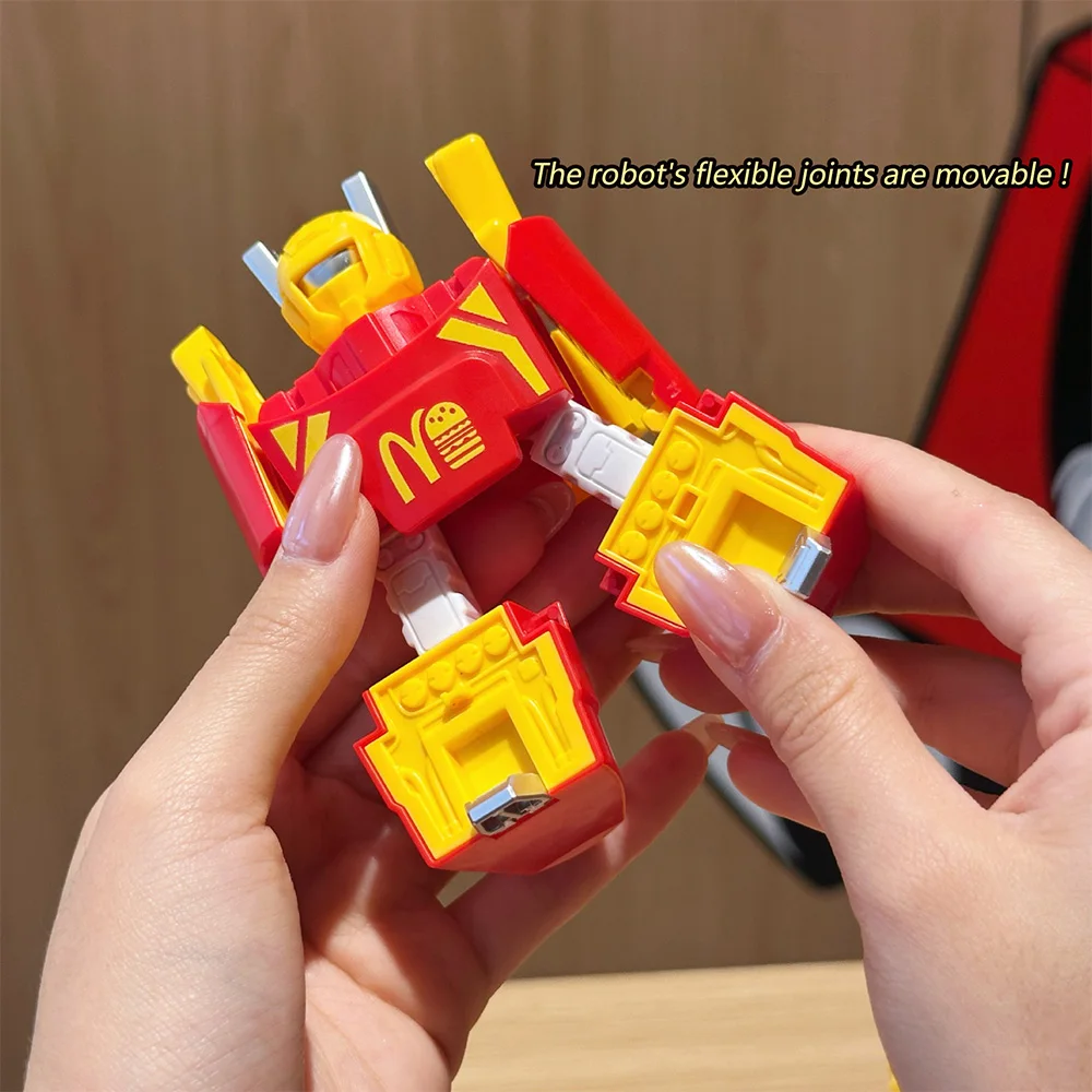 لعبة روبوت متحولة، برجر محاكاة الطعام ومشروبات البطاطس المقلية، تحويل مزدوج الشكل، هدية للأولاد والبنات