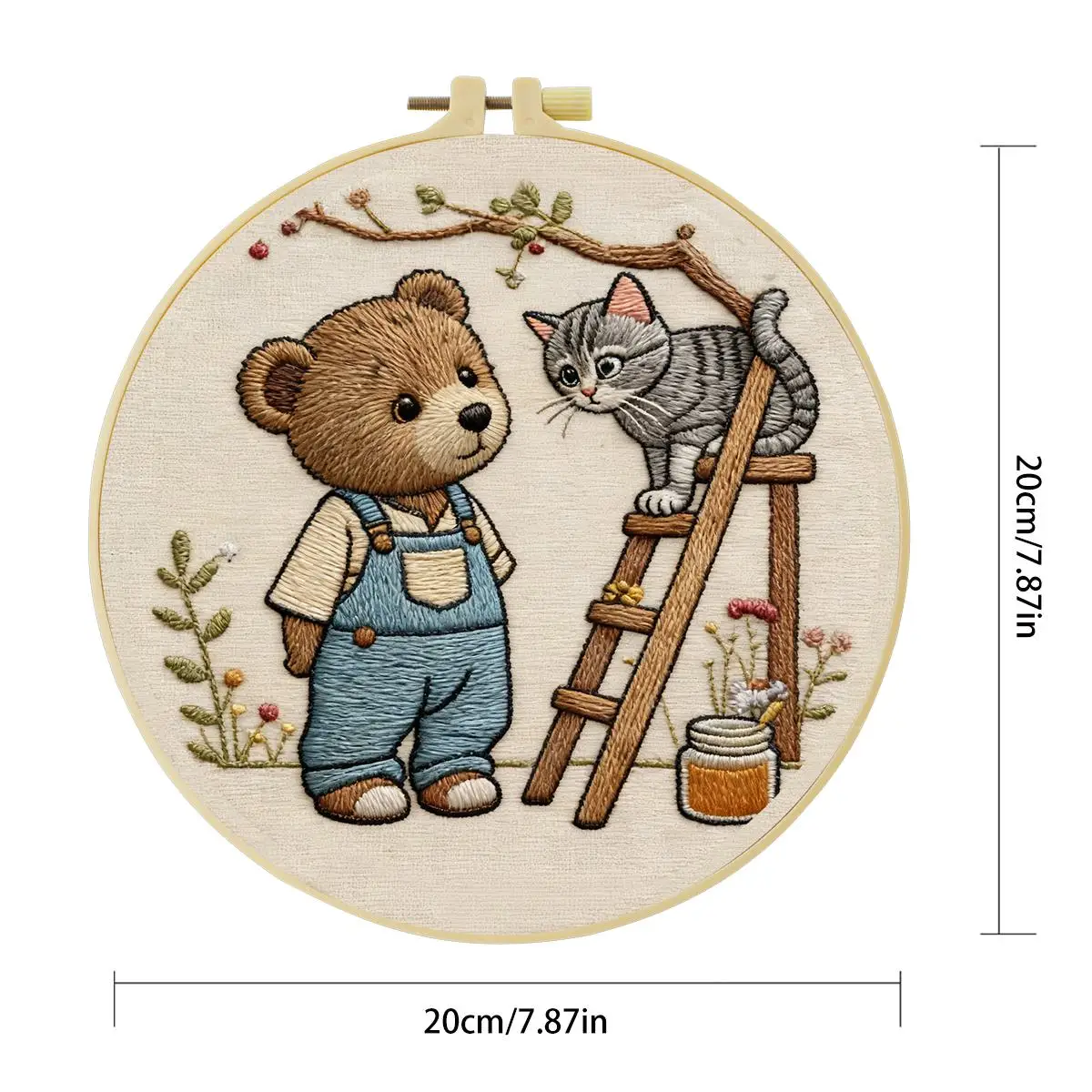 1 Stück 20X20CM/15X15CM 7,87/6,3 Zoll Tier - Bär Stickerei Starter-Kit DIY-Kit DIY-Stickerei-Set Handarbeiten Malerei – Detail 4