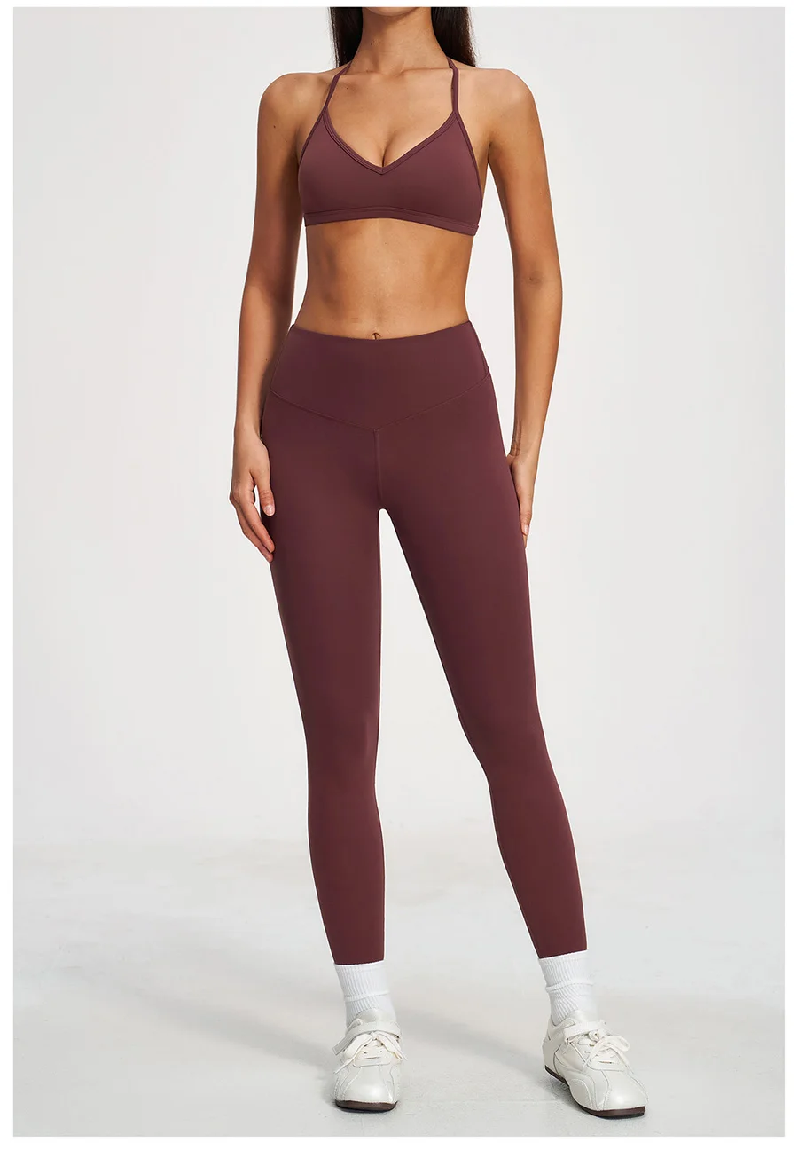 Yoga-Set 2-teilig Damen Fitness Sportbekleidung Naked Feel Sport-BH Gym Laufhose Po-Formende Leggings Workout-Outfit Activewear – Detail 26