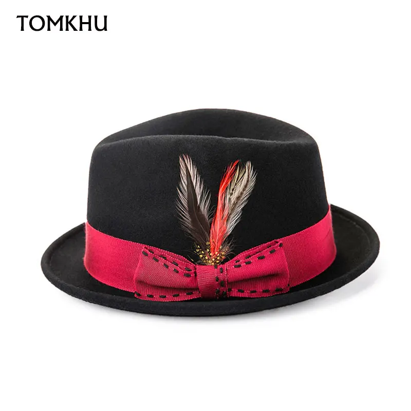 Fashion Winter Vintage 100% Wool Jazz Hat Panama Chapeu Fedora Hat For Men Women Christmas Gift Cap Goth Hats Derbies Femme Bone