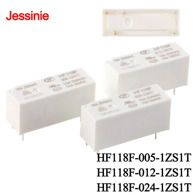 2PCS/lot High Power Relay HF118F HF118F-005-1ZS1T HF118F-012-1ZS1T HF118F-024-1ZS1T 1ZS1T DC 5V 12V 24V 10A 5 Pin