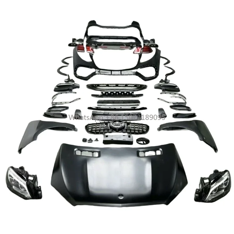 FOR ML W166 W167 2012-15 to E63 Bumper Headlight Side Skirts Fenders  BodyKit Hood PP Material 1:1 Widebodykit