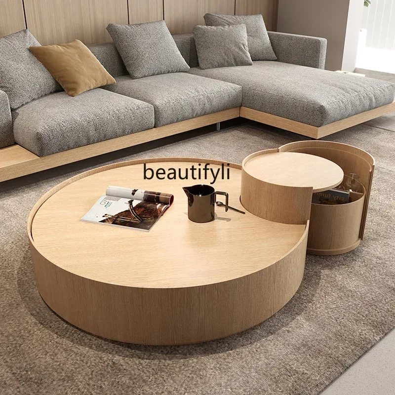 X FH color coffee table Japanese style wabi-sabi wind minimalist modern   small apartment design sense round coffee table