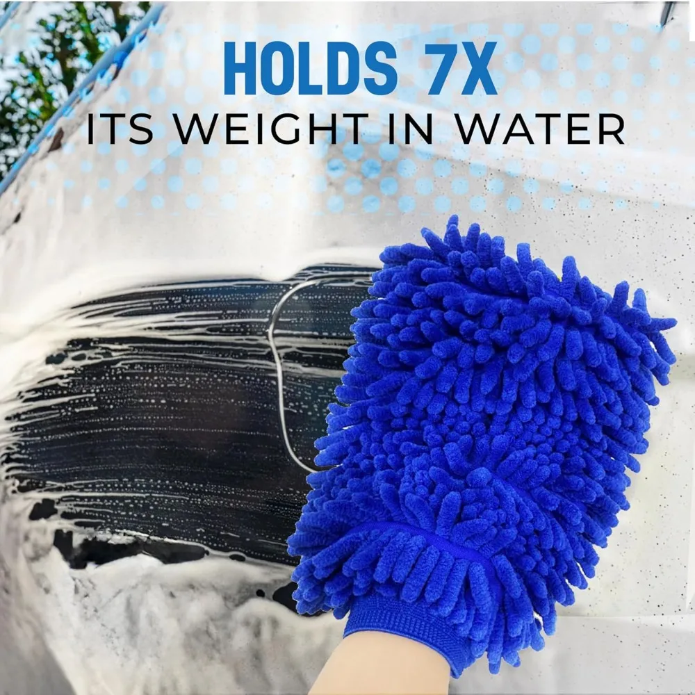 ستوكات غسيل السيارات مزدوجة الوجهين الشنيل قفازات السيارات فائقة الامتصاص غسل سوبر سميكة الكثافة الإسفنج خدش تنظيف السيارات #4