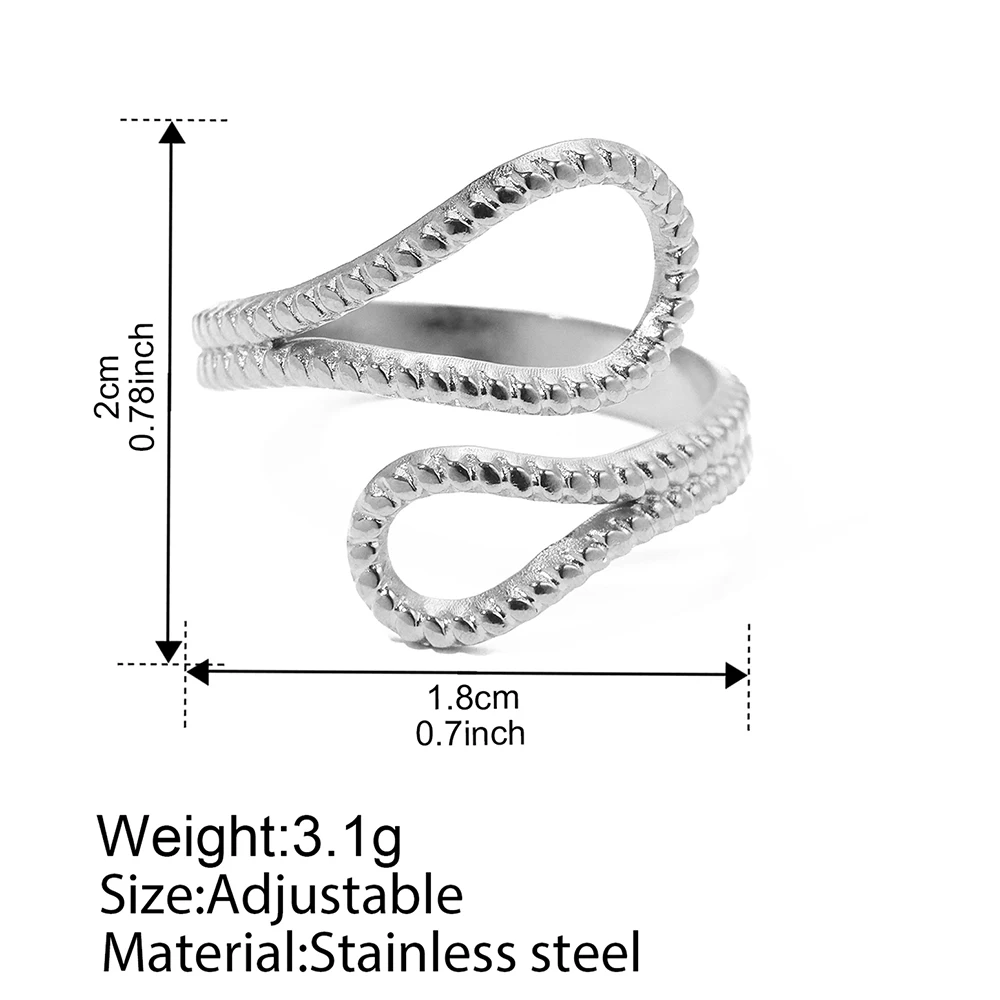 Anelli in acciaio inossidabile anello aperto regolabile geometrico squisito Vintage per gioielli da donna regali per banchetti Non sbiadiscono di