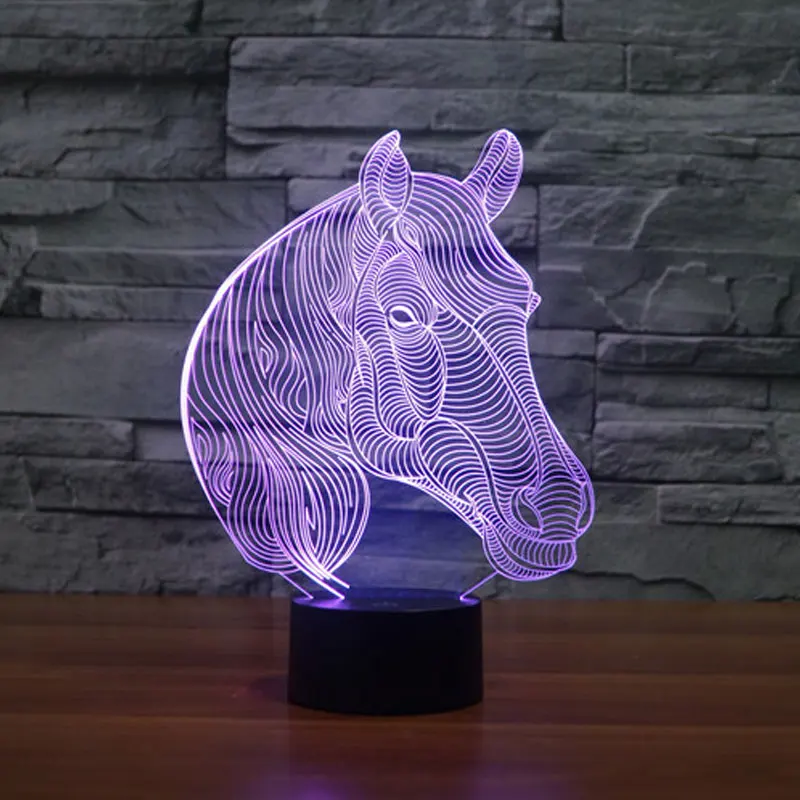 2017 Horse Decoration Horse Racing Toy USB 3D night light Table Lamp Led Toys creative collection gift boxed