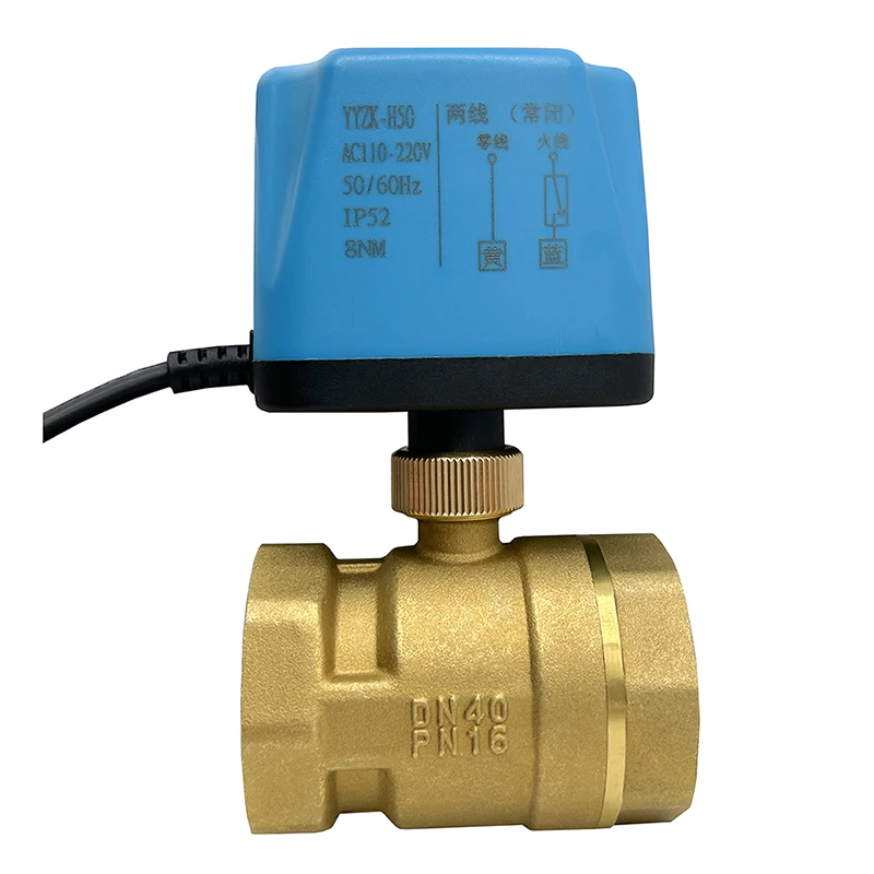 1-1/2'' Two Way Brass Motorized Ball Valve Normally Open Two Wire Control Electric Ball Valve