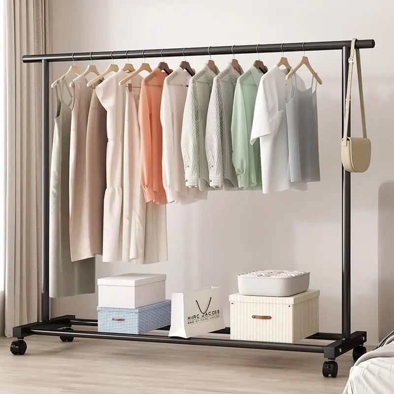 Varal de Chão Simples para Interiores com Haste Única para Pendurar Roupas e Chapéus, Fácil de Mover, Organizador de Armazena...