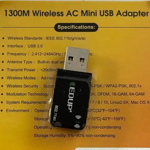 EDUP AC1689 1300Mbps USB3.0 Wifi Adapter Network Card  5.8/2.4Ghz Dual Band Wireless Win11 USB Adapter for PC Desktop Laptop