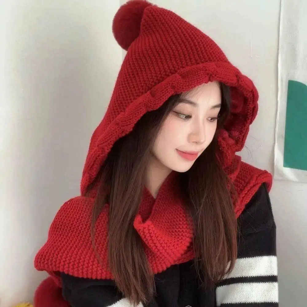 المرأة الشتاء قبعة وشاح مجموعة الصوف رئيس هود بالاكلافا المرأة الرقبة أدفأ تنوعا Y2K قبعة وشاح محبوك قبعة هوديس للفتيات #4