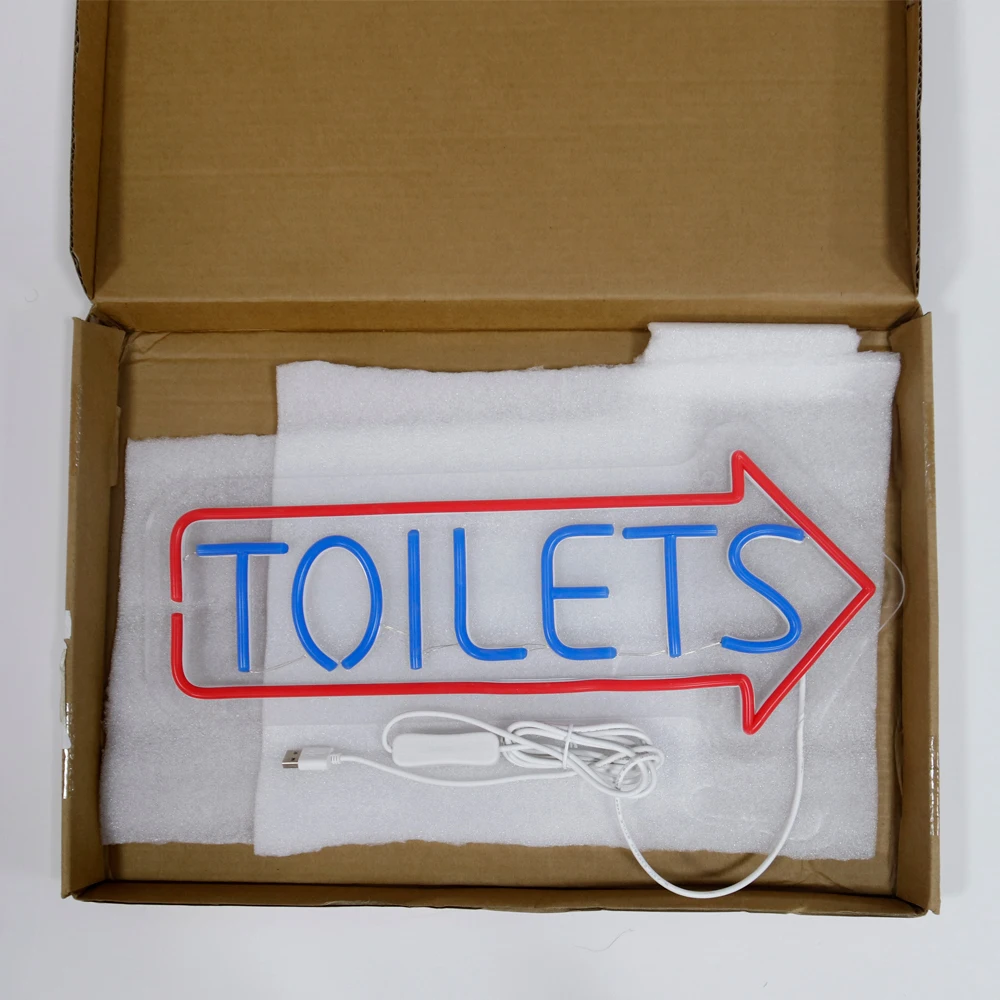USB Powered Toilets Neon Sign Wall Decor LED Restroom Indicator Light for Bathroom Bar Office Store - Neon Sign for Wall Decor