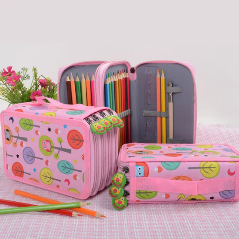 Imagem -05 - Estojo para Lápis Kawaii para Meninas Escola Pen Box Bolsa de Grande Capacidade Bonito Titular Coruja Grande 32 48 72 Slots Papelaria Bag