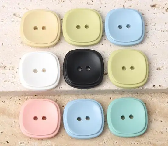20pcs/Lot Size:17mm-30mm Square colored resin two eye resin Buttons Fashion Button suit jacket decoration Sewing(SSA-3878)