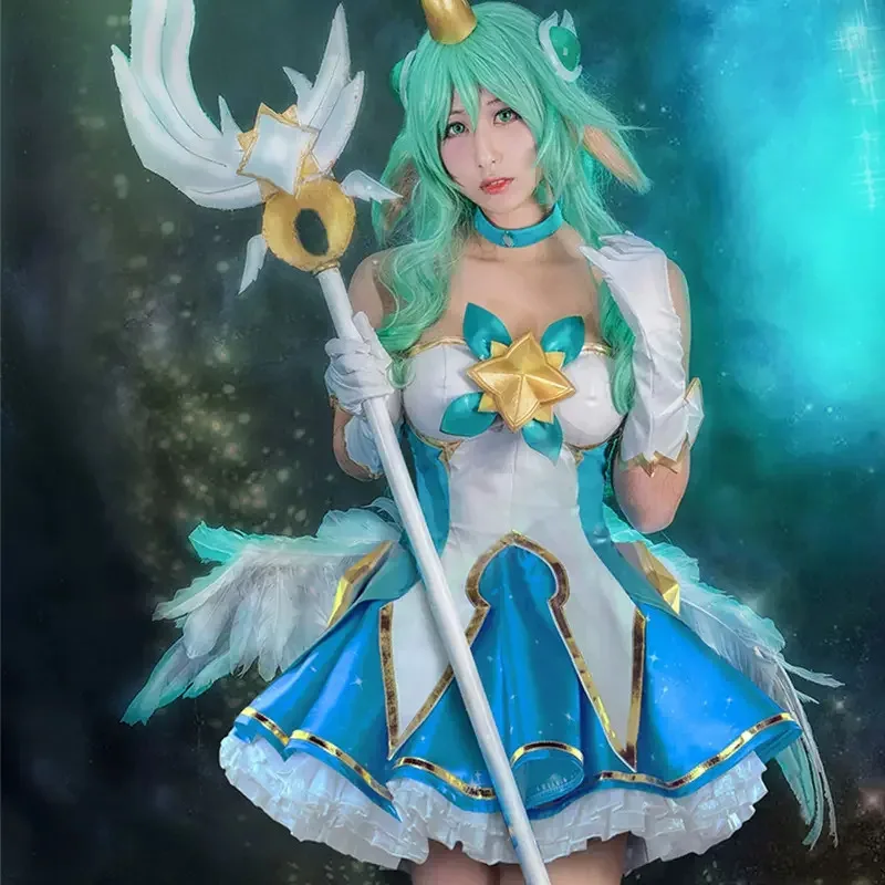 

Костюм для косплея Soraka LOL Star Guardian на Хэллоуин, необычный реквизит для выступления на сцене, представление