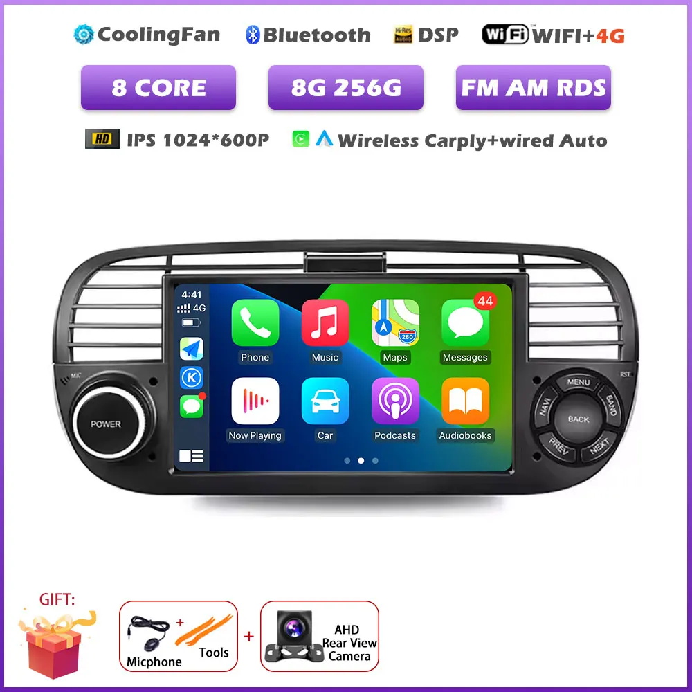 7 " Voor FIAT 500 2007-2015 GPS Navigatie Android 16 Auto Draadloze Carplay Auto Multimedia Video Speler Stereo Autoradio gereedschap BT