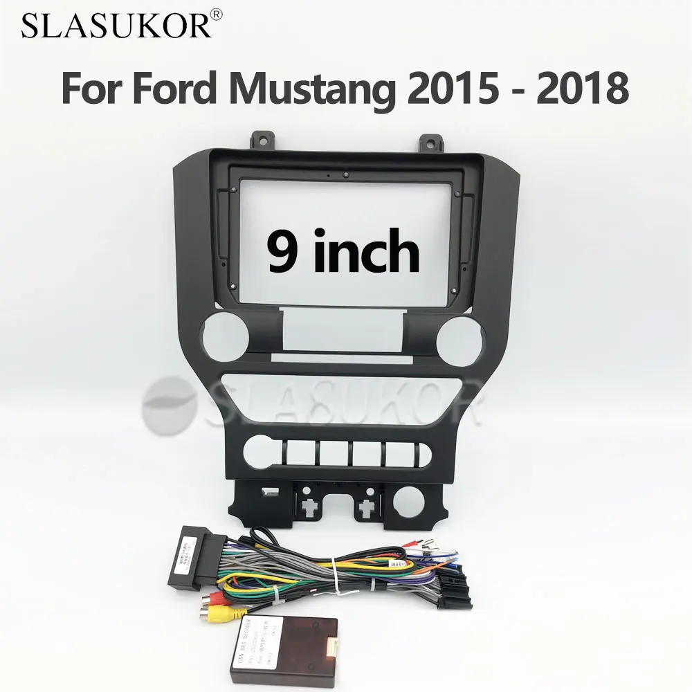 

9 INCH Fascia fit For Ford Mustang 2015 2016 2017 2018 Canbus Cable Panel Dash Mounting Installation Trim Kit Frame Bezel