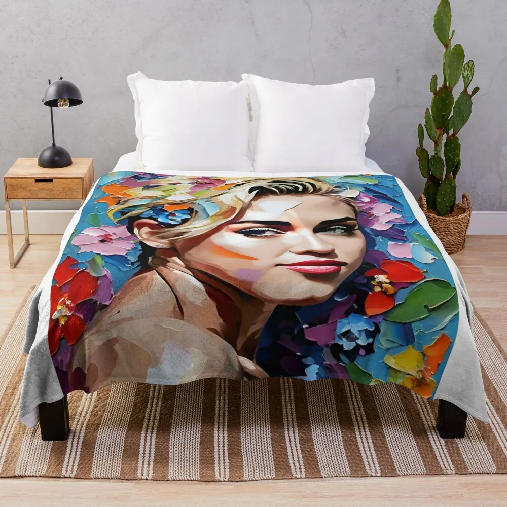 Artist Amelia Lee; Miley Cyrus in flowers - 02 Throw Blanket manga Hairy Large For Baby Blankets