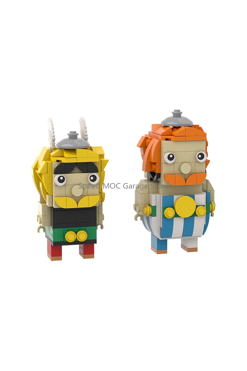Gallic Warrior Duo MOC Building Blocks Ancient Roman Gaul Heroes Model Fat Thin Warrior Pair Bricks DIY Assemble Collectible Toy