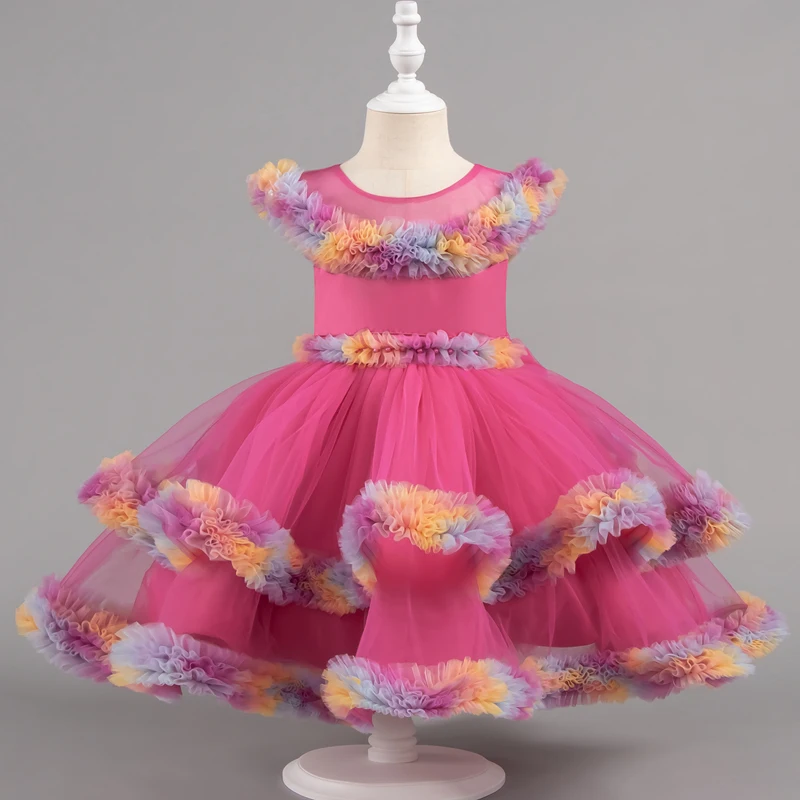 2026 Fashion New Kds Girl Princess Dress Lace Sleeveless Party Dress for Girl Summer Children's Girls Evening Dress 1-7 Y