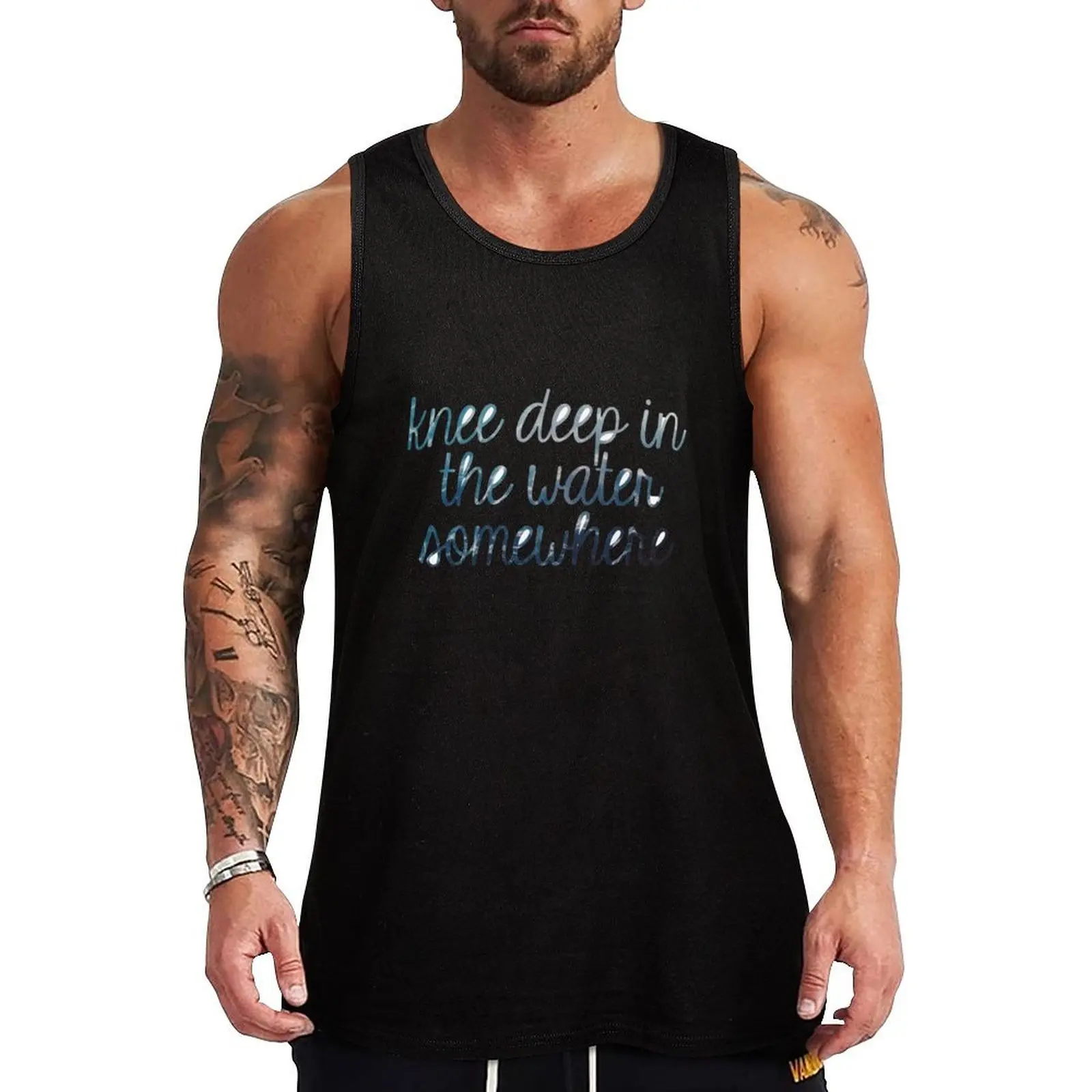 

Knee Deep in the Water Waves Tank Top Daily Work Tank Top Utility Casual Sleeveless Top