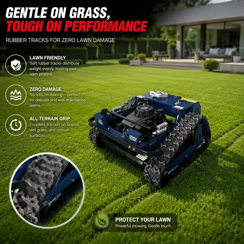 Cordless Robotic Lawn Mower with Rubber Crawler, Autonomous Grass Trimmer Luxury Garden and Estate Use