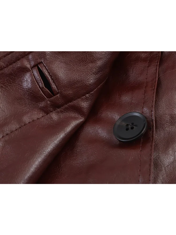 Neue Frauen Unregelmäßige Einreiher Faux Leder Jacke Herbst Winter Mode Sexy Drehen Unten Neck Gestellte Mantel Casual Streetwear