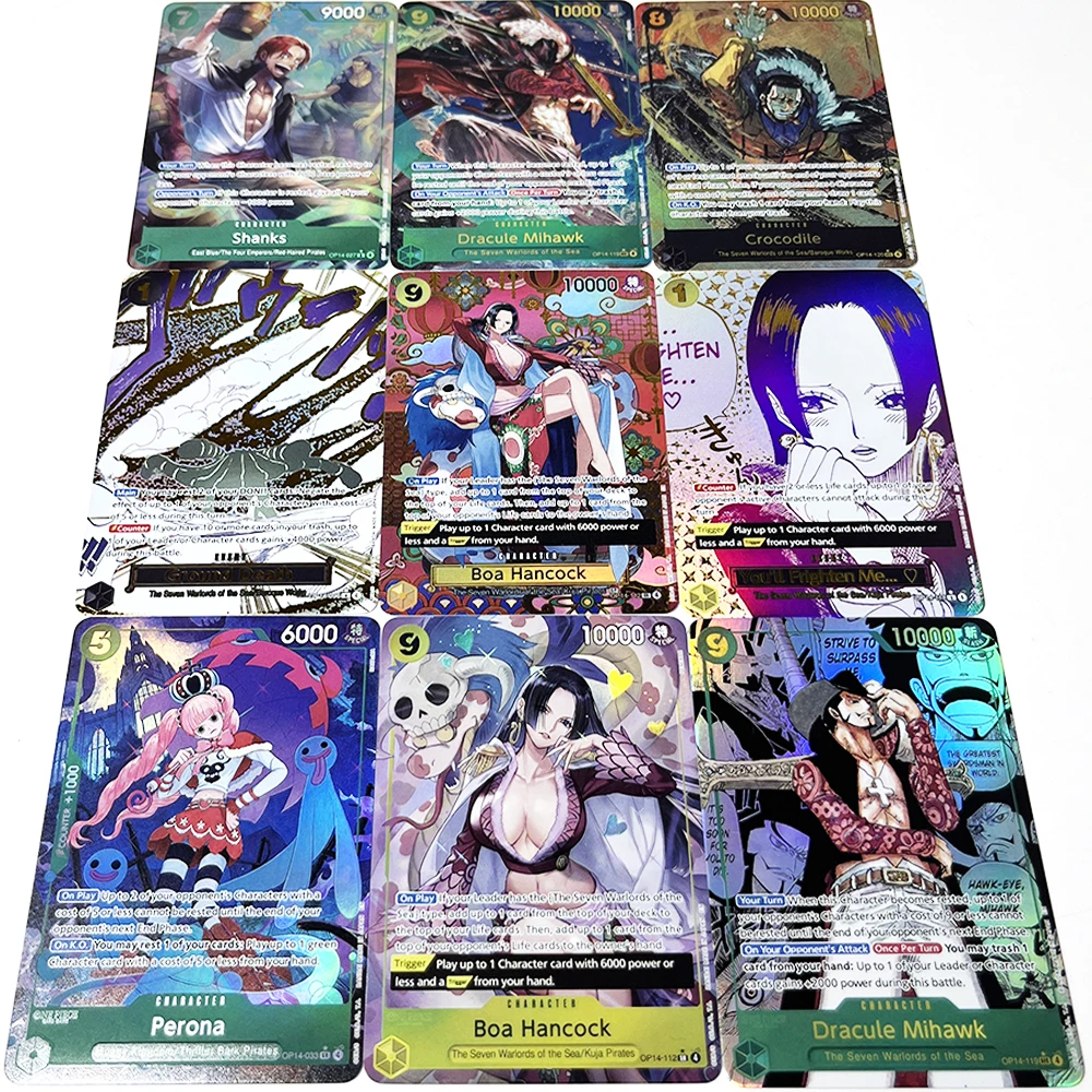 

OPCG 4Pcs DIY Foil Game Card Boa Hancock Crocodile Dracule Mihawk Ground Death Perona Shanks Gold Printing Process Texture Card