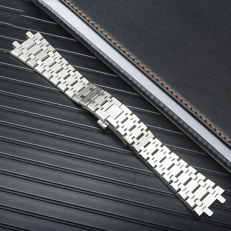 26mm 28mm  Silver 316L Stainless Steel Bracelet For AP 15400 Audemars Piguet Royal Oak Strap Men Watch Band