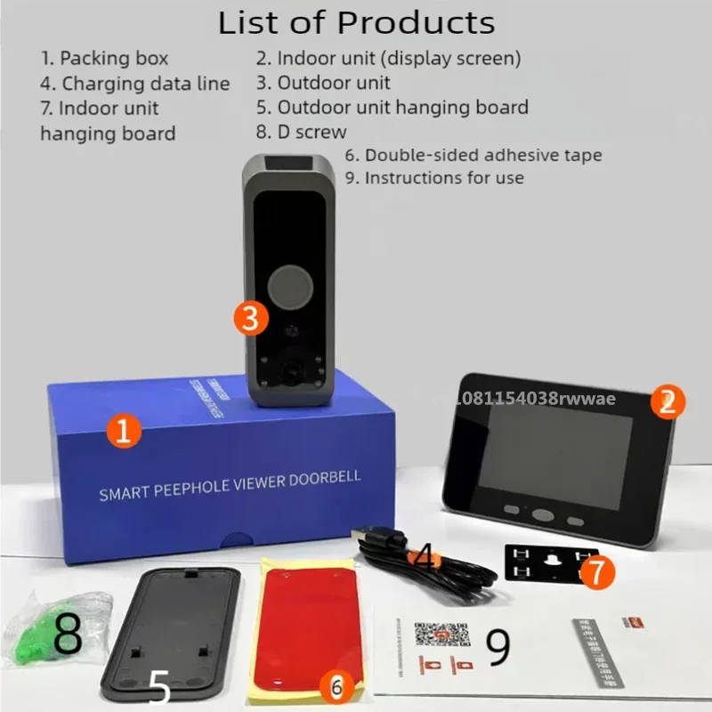 Yuezhe-timbre interkom Audio dua arah, terampil layar HD Visual, 5000mAh, inalbrico, IP65, interio Alarm