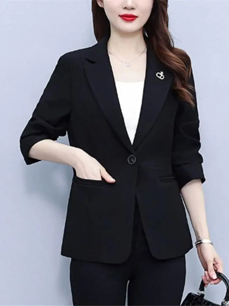 

Костюм Bla Jaet для женщин, весна-осень, офисные поездки, длинная одежда размера Sve, одежда больших размеров, дизайн Cleanfit, застежка на одной пуговице