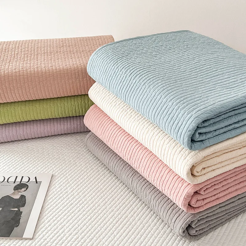 

Simple 100% Cotton Quilt Set, Lightweight Breathable Bedspread Bed Cover with Pillowcase, 1PC/3PCS Bedding Set for All Season