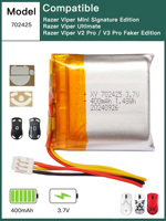 Replacement Mouse Battery 400mah For Razer Viper V2 Pro , V3 Pro Faker Edition , Viper Mini Signature Edition , Viper Ultimate
