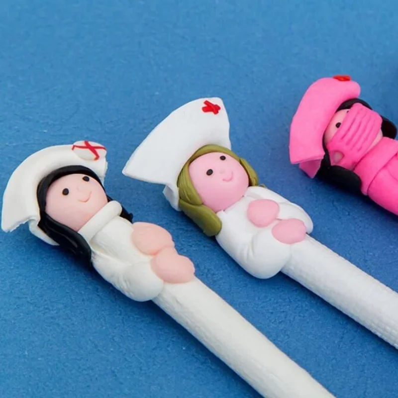 2pcs/lot Cute Creative Stationery Wholesale  Doctor Nurse Polymer Caly Ball Pen Character Ballpoint