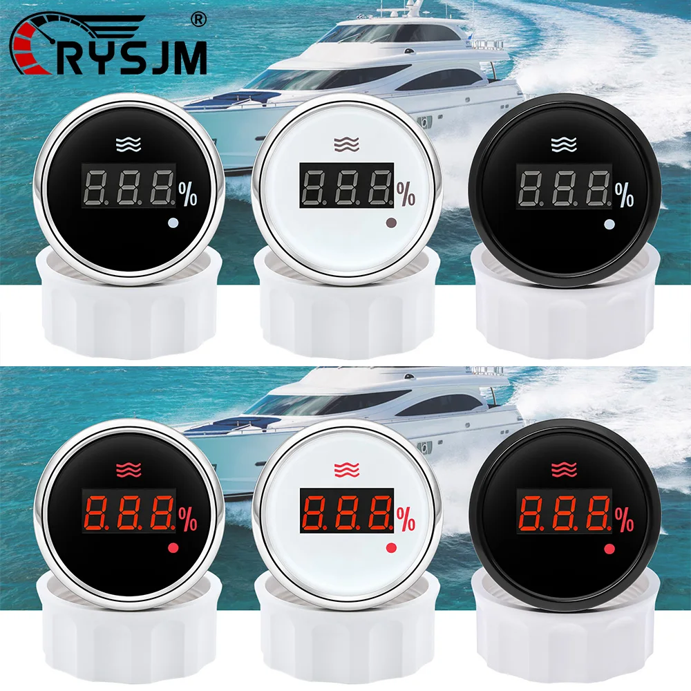 

0-100% 52mm Water Tank Indicator Meter Digital Waterproof Water Level Gauge with Alarm 0-190ohm / 240-33ohm for Car Boat Yacht