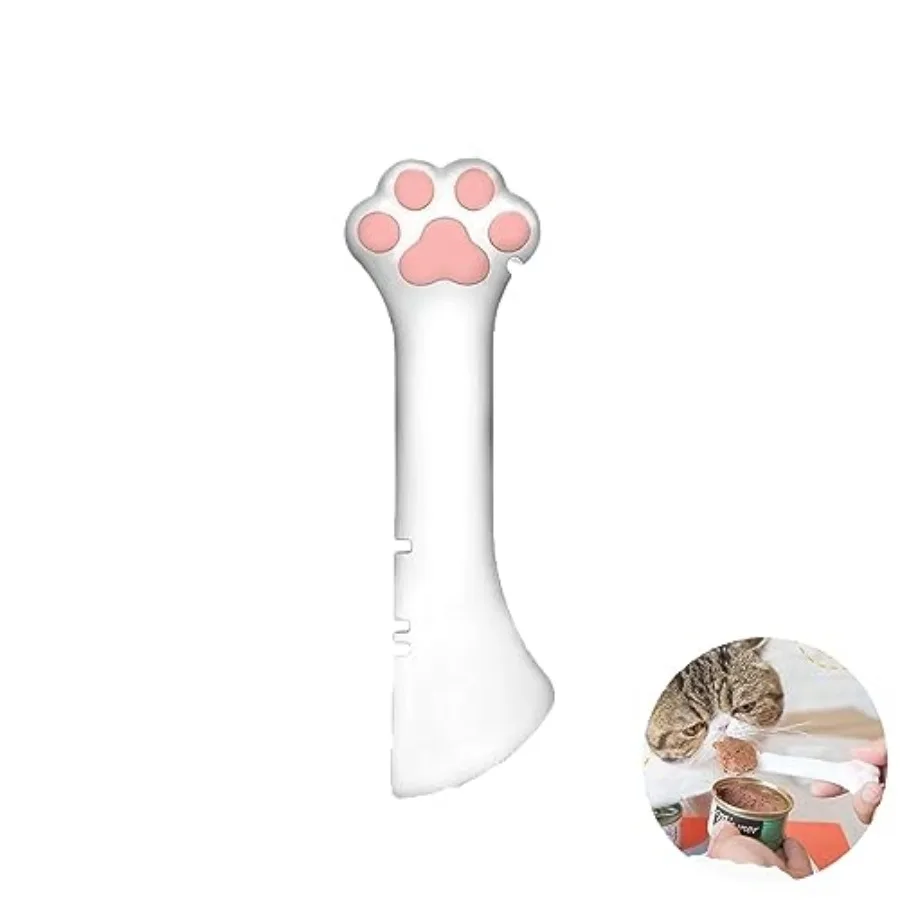 Silicone Pet Food Spoon Cat Food Can Opener Paw Wet or Dry Food Short Spoon for Cat Dog With Mini Spatula