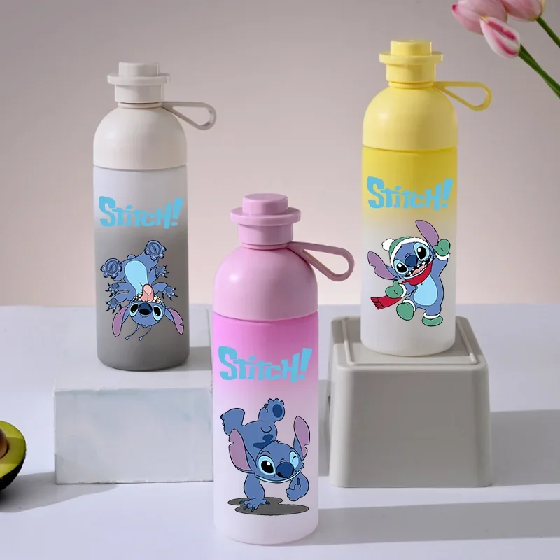 600 ml Lilo & Stitch Anime Stitch Direct Drink Mundwasserbecher Farbverlauf Weiß Rosa Gelb Kleines Monster Transparenter Plastikbecher
