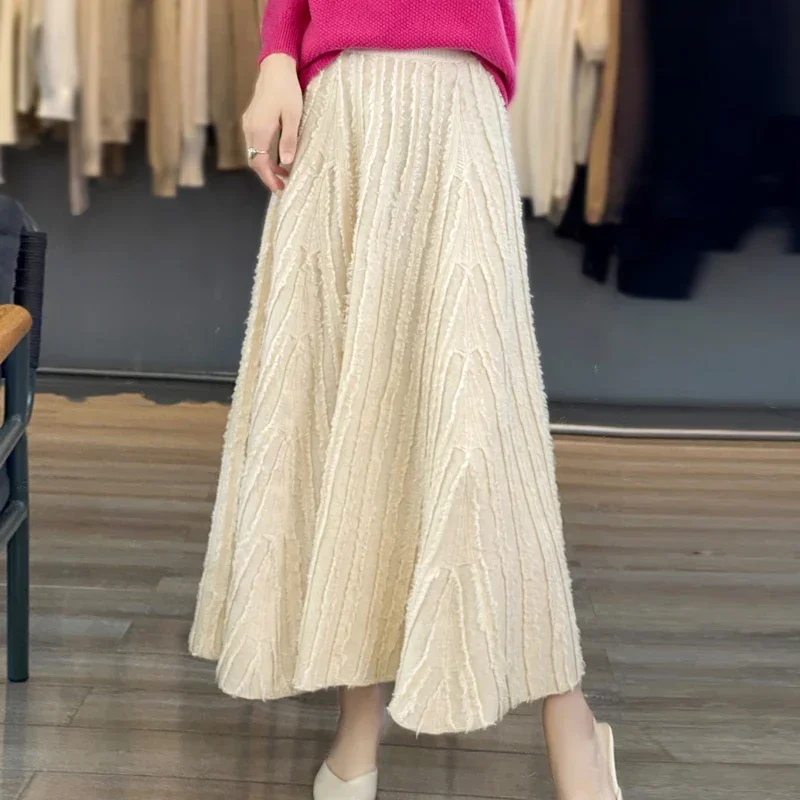 

Tailor Sheep 100% Australian Wool Knitted Half Skirt Autumn and Winter Long Dress Women's Wool Half Skirt