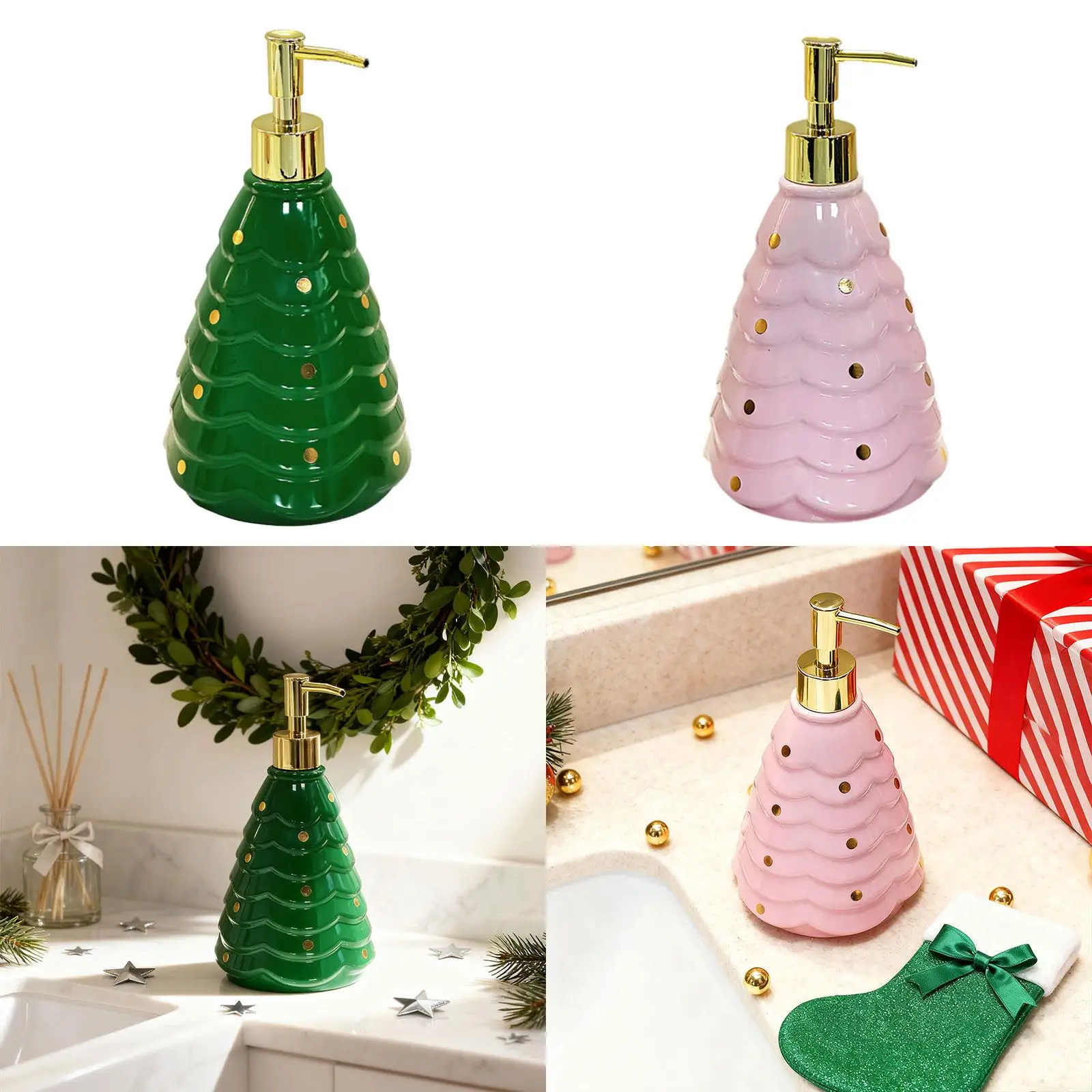 

Дозатор для лосьона из керамики в форме рождественской елки, многоразовый, с ручным насосом, для кухни и ванной комнаты