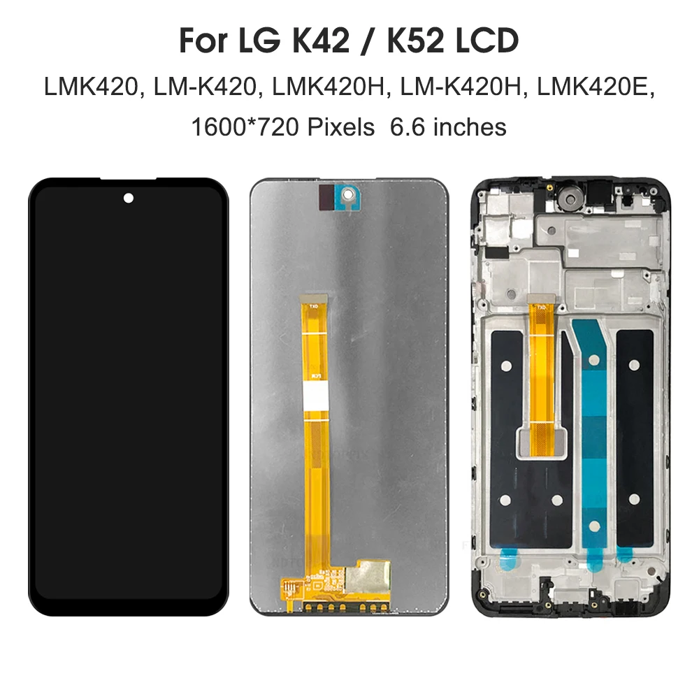 6.6''For LG K42 For LG K52 LMK420 LM-K420 LMK420H LMK520 LM-K520 LMK520E Display Touch Screen Digitizer Assembly Replacement