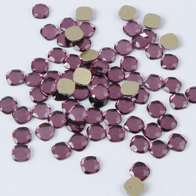 100/500pcs Boutique Grape Purple Flat bottom nail art rhinestones Glass crystal 3D nail decoration Multiple shapes wholesale