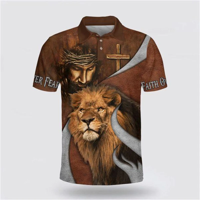 New Jesus Christ 3D Print Polo Shirt Men Women Summer Fashion Casual Short Sleeve Cool Shirt Harajuku Streetwear Oversized Tops